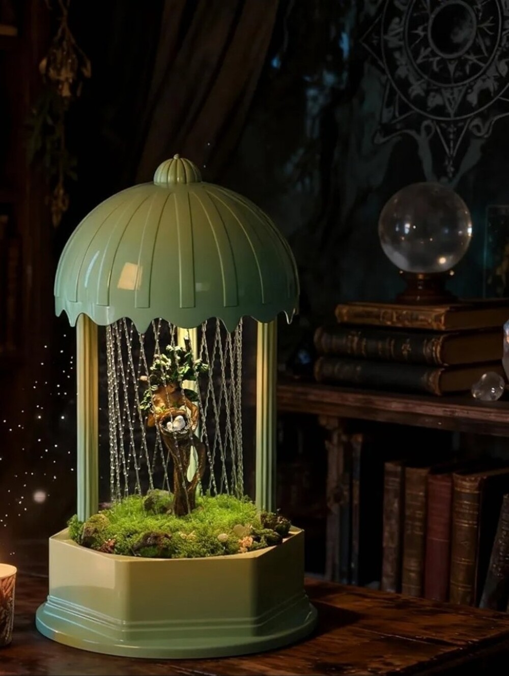 Oil Rain Motion Lamp Mother Tree Birdy - Picture 3 of 17